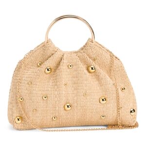 NEW Woven Studded Shoulder Handbag